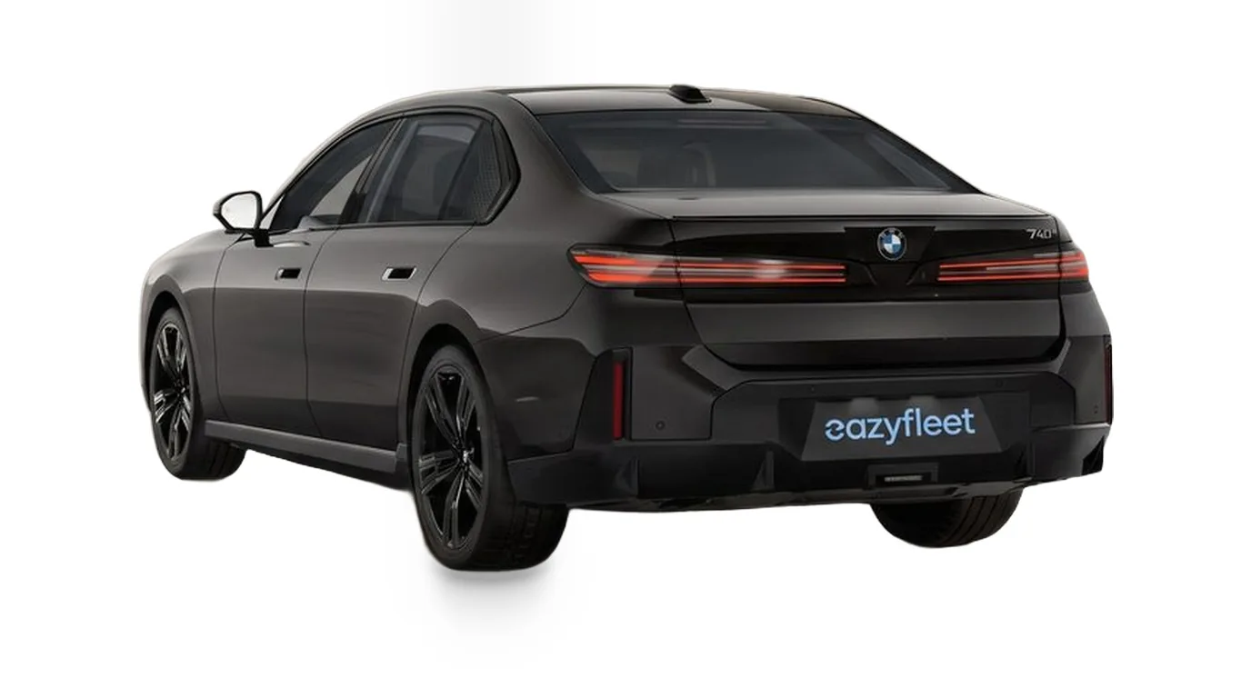 BMW 740d xDrive Heckansicht schräg, Business-Limousine als Dienstwagen im Auto-Abo bei Eazyfleet