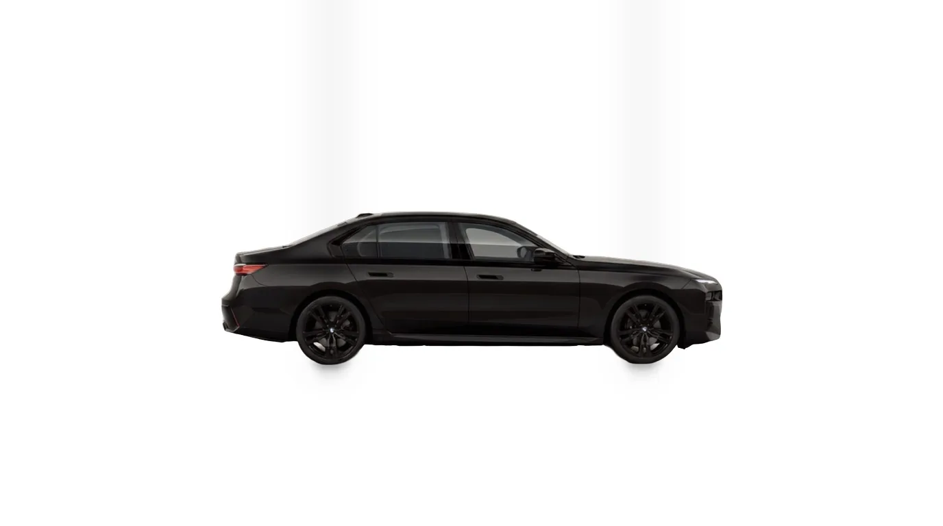 BMW 740d xDrive Seitenansicht mit 21-Zoll BMW Individual Leichtmetallrädern, Oberklasse-Limousine im Firmenwagen-Abo