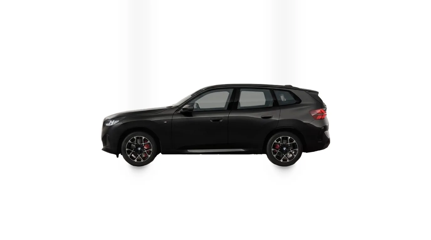 BMW X3 xDrive40d in Saphirschwarz metallic in voller Seitenansicht mit 21-Zoll BMW Individual Rädern, Firmenwagen-Abo
