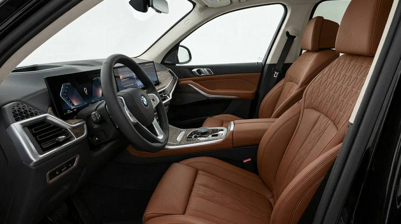 BMW X7 xDrive40d Komfortsitze vorn aus gestepptem Merino-Leder mit Massage und Belüftung, Innenraum im Auto-Abo
