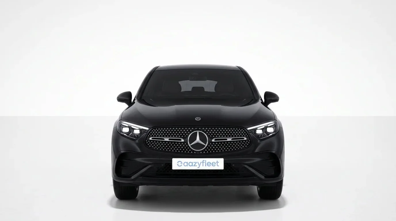Schwarzes Mercedes GLC 300 d 4MATIC Coupé in gerader Frontansicht